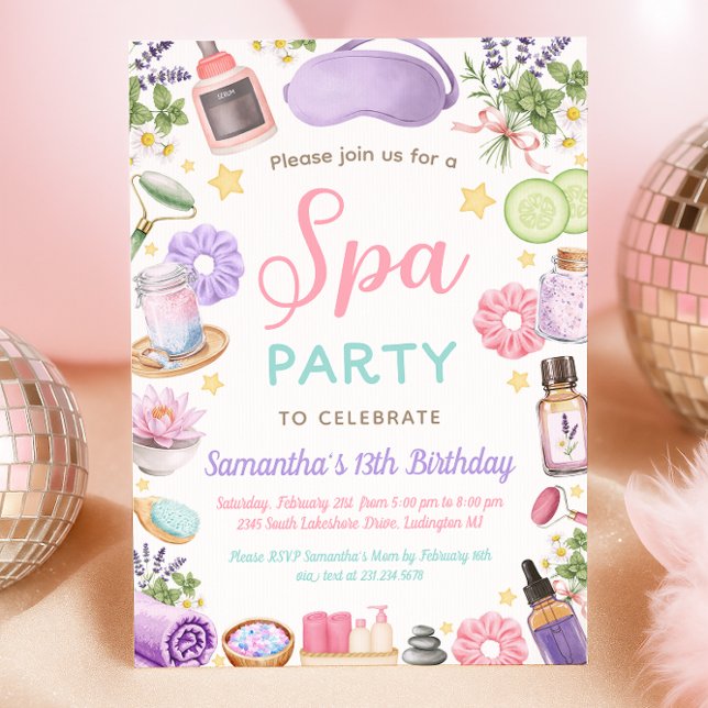 Cute Spa Pamper Party Girl Birthday Einladung (Cute Spa Pamper Party Girl Birthday Invitation)