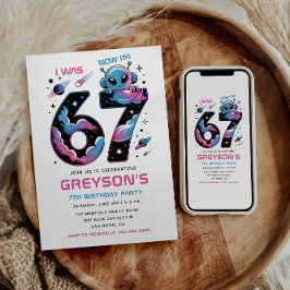 Cute Space 7th Birthday | Six & Seven Year Old  Einladung