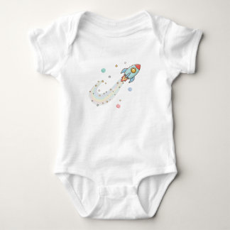 Cute Space Rocket Baby Bodysuit – Pastel Galaxy St Baby Strampler