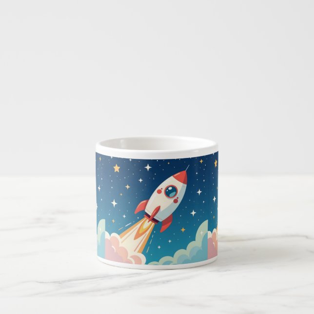 Cute space rocket blasting off espressotasse (Vorderseite)