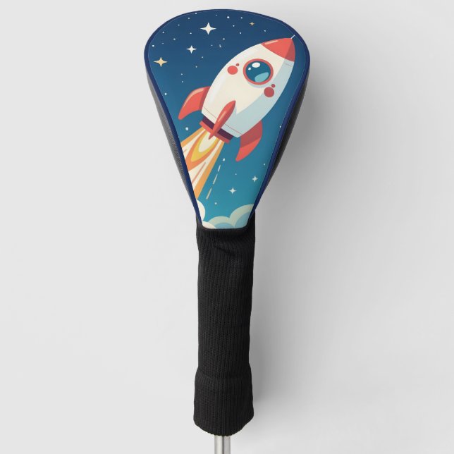Cute space rocket blasting off golf headcover (Vorderseite)