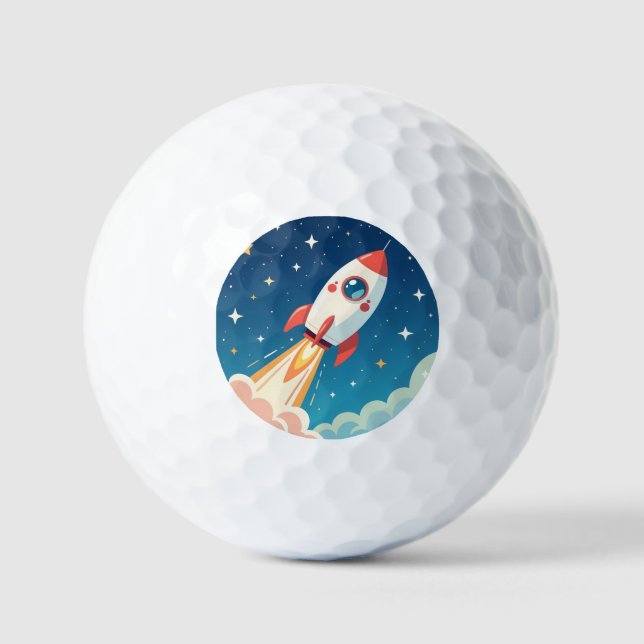 Cute space rocket blasting off golfball (Vorderseite)
