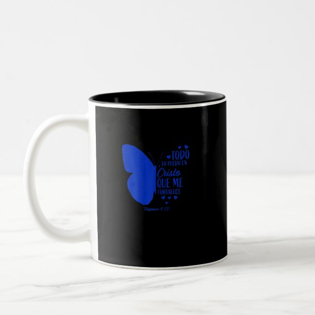 Cute Spanish Christian Bible Religious Butterfly Zweifarbige Tasse (Links)
