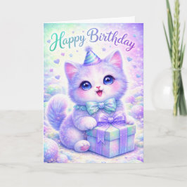 Cute Sparkle Kitten Happy Birthday Card - Magical  Karte