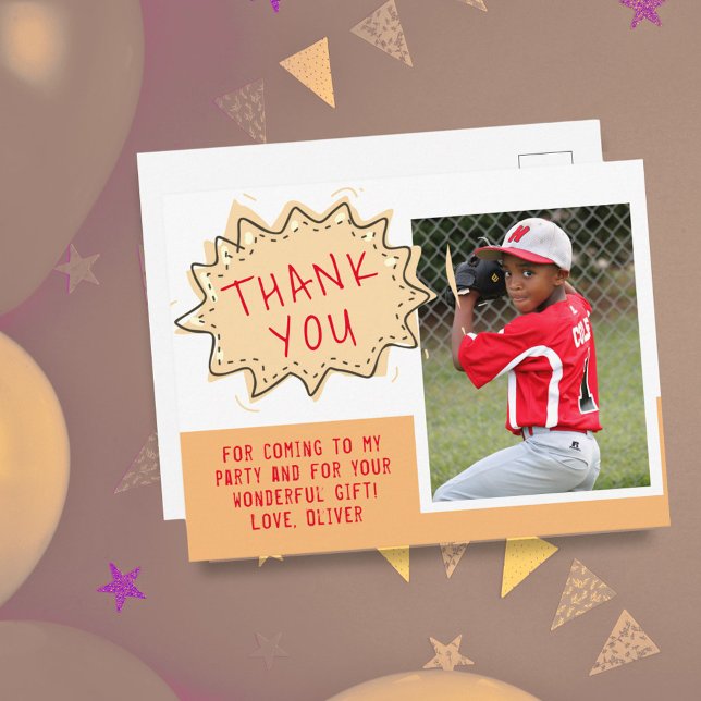 Cute Speech Cloud Birthday Thank you Photo Postkarte (Von Creator hochgeladen)