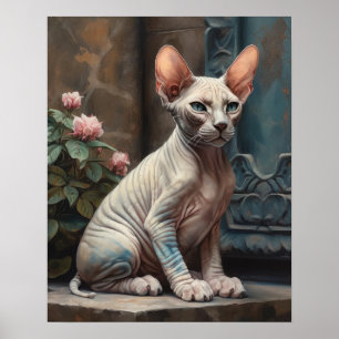 Cute Sphynx Art Chat Imprimer Poster