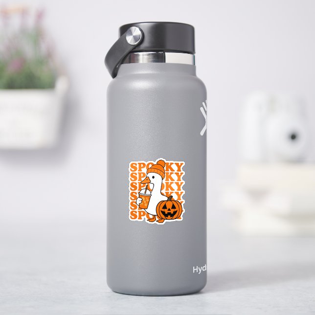 Cute Spooky Duck & Pumpkin Halloween Sticker (HydroFlask)
