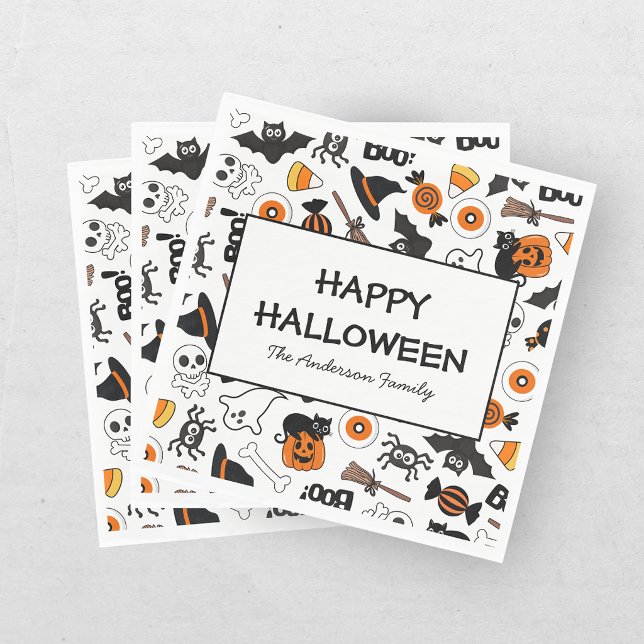 Cute Spooky Halloween Black and Orange Serviette (Von Creator hochgeladen)