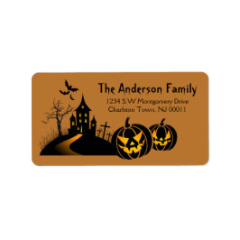 Cute Spooky Halloween Haunted House Adressaufkleber