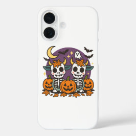 Cute Spooky Skeleton Cows with Pumpkins  iPhone 16 Hülle