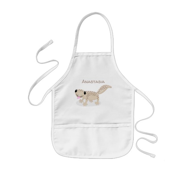Cute spotted tan gecko cartoon illustration kinderschürze (Vorne)