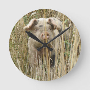 Cute Spotty Pig Wall Clock Runde Wanduhr