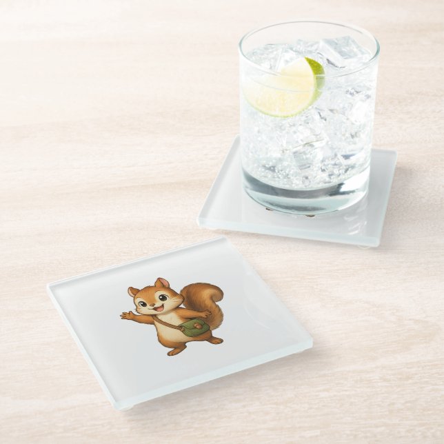 Cute Squirrel Coaster – Okojo and Friends Glasuntersetzer (Schrägansicht)
