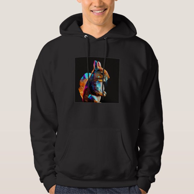 Cute Squirrel Illustration Colorful Polygonal Pop  Hoodie (Vorderseite)