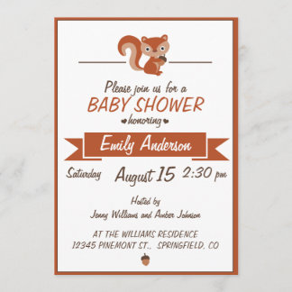 Cute Squirrel - Invitation Baby shower