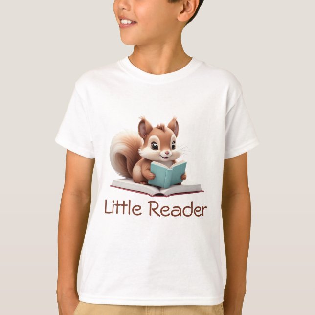 Cute Squirrel Lire un livre T-shirt pour enfants (Devant)