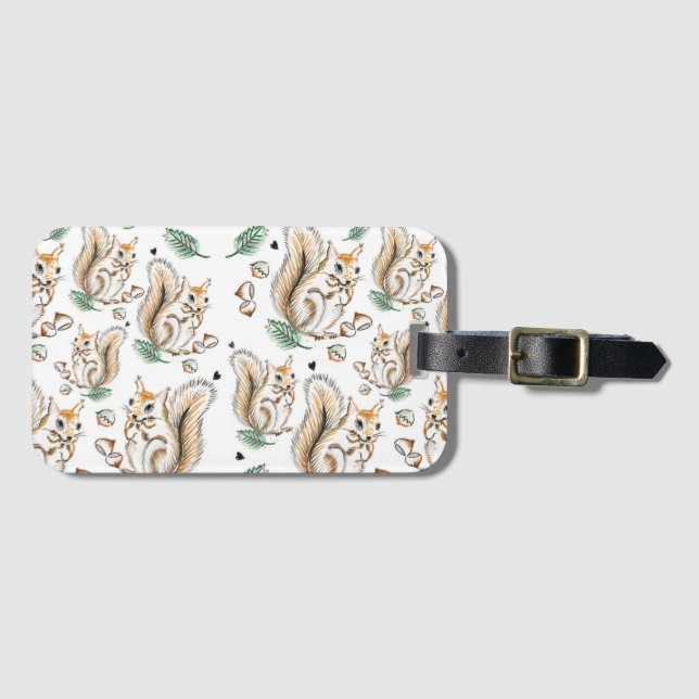 cute squirrel on luggage tag gepäckanhänger (Vorderseite (Horizontal))