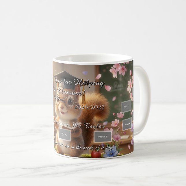 Cute Squirrel Teacher Appreciation Blossom Mug Kaffeetasse (VorderseiteRechts)