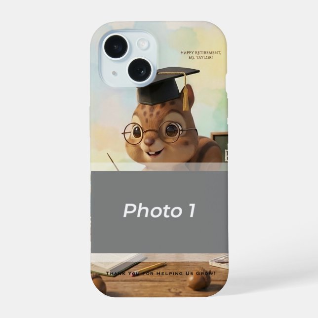 Cute Squirrel Teacher Retirement iPhone 15 Year iPhone 15 Hülle (Rückseite)