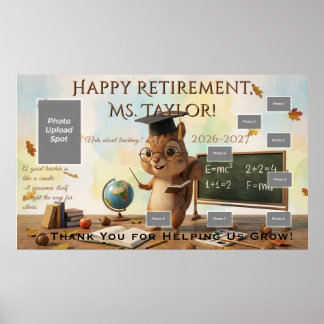 Cute Squirrel Teacher Retirement Poster 2026