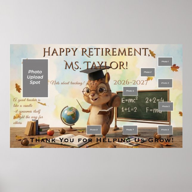 Cute Squirrel Teacher Retirement Poster 2026 (Vorne)