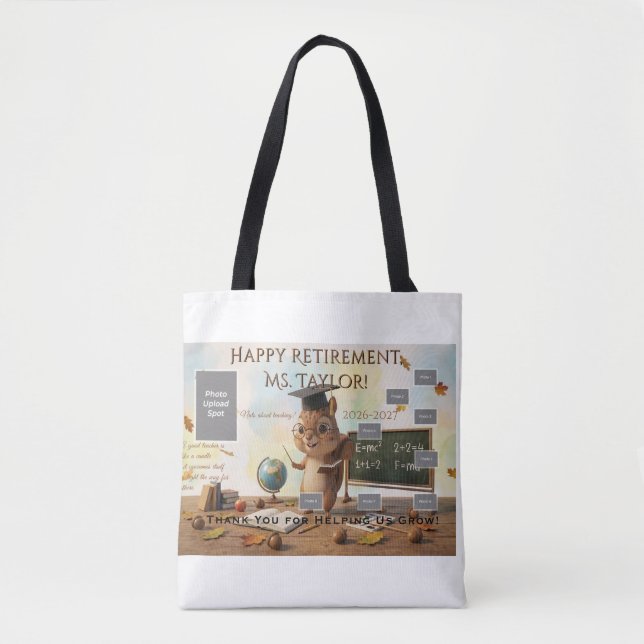 Cute Squirrel Teacher Retirement Shoulder Tote 202 Tasche (Vorderseite)