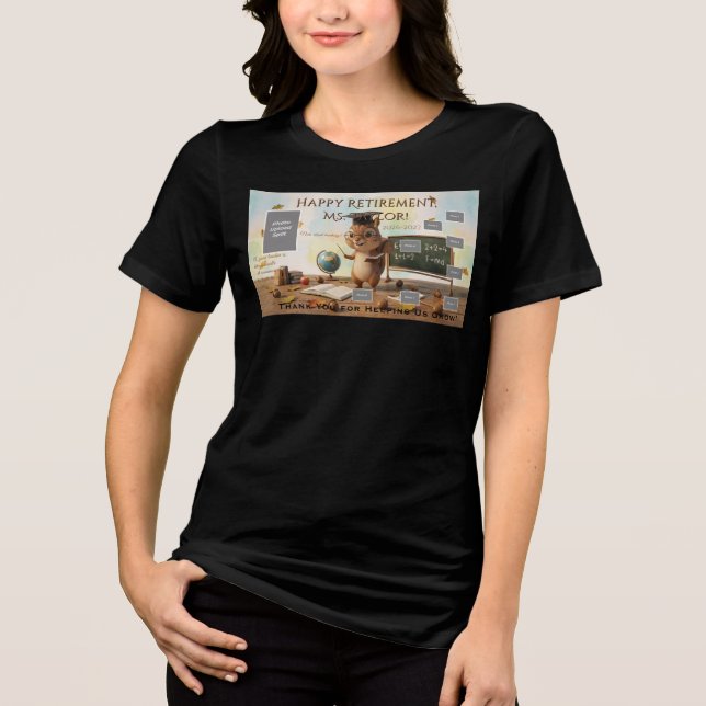 Cute Squirrel Teacher Retirement T-Shirt Year Tri-Blend Shirt (Vorderseite)