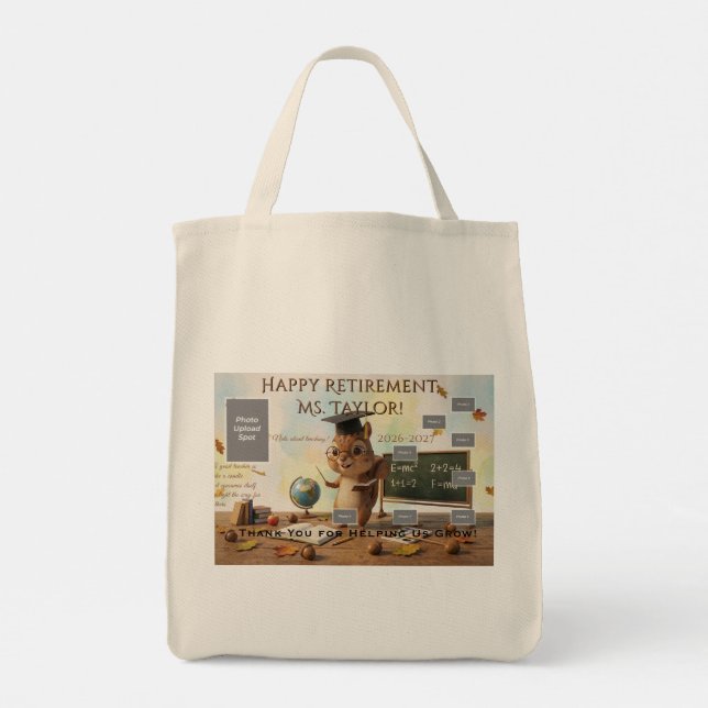 Cute Squirrel Teacher Retirement Tote Bag 2026 Tragetasche (Rückseite)