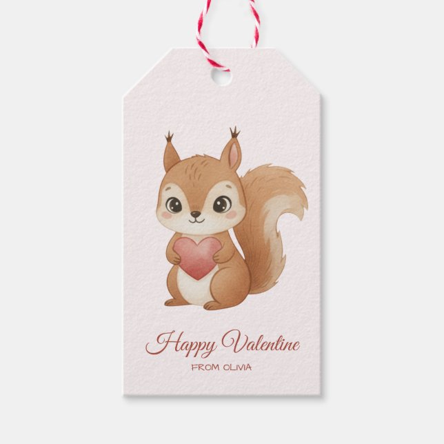Cute Squirrel with Heart Valentine's Day Geschenkanhänger (Vorderseite)