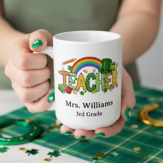 Cute St. Patrick’s Day Lucky to Teach Teacher Gift Kaffeetasse
