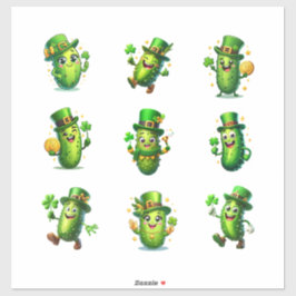 Cute St. Patrick’s Day Pickle Characters Aufkleber