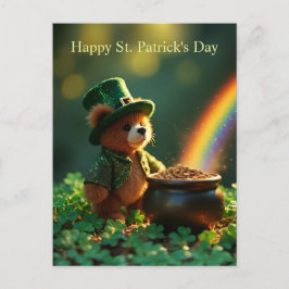Cute St. Patrick’s Day Teddy Bear Postkarte