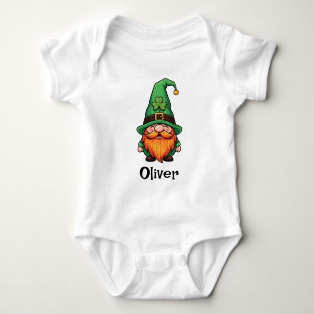 Cute St. Patrick's Day Lucky Leprechaun Gnome  Baby Strampler (Vorderseite)