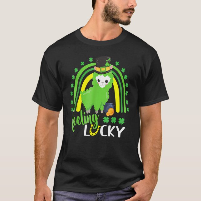 Cute St Patricks Day Rainbow Llama Feeling Lucky S T-Shirt (Vorderseite)