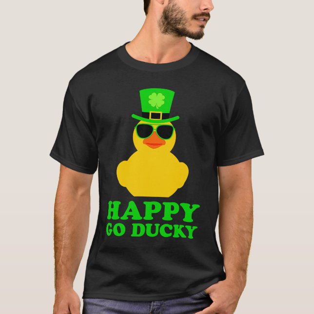 Cute St Patrick's Day Rubber Duck Sunglasses Hat F T-Shirt (Vorderseite)