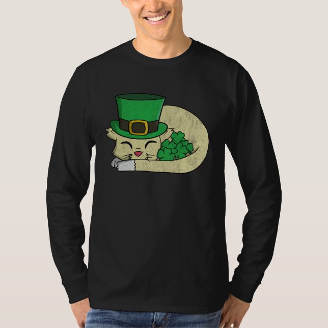 Cute  St Pattys Day  For Girls Cat T-Shirt (Vorderseite)