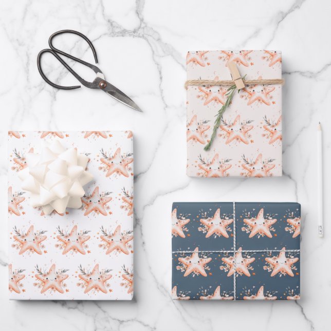 Cute Starfish Geschenkpapier Set (Vorderseite)