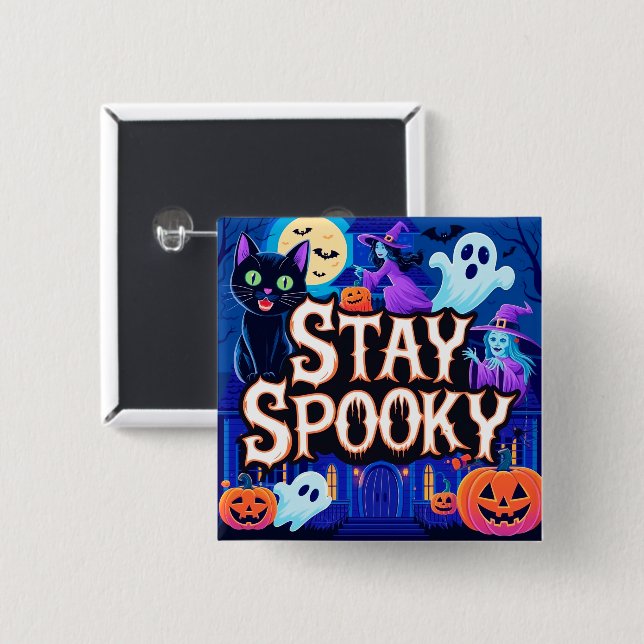 Cute stay spooky halloween button (Vorne & Hinten)