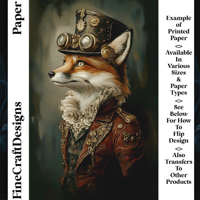 Cute Steampunk Fox Portrait CJ7 Scrapbook Papier (Créateur téléchargé)
