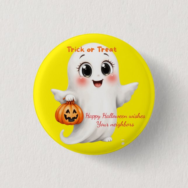 Cute sticker happy Halloween with adjustable text  Button (Vorderseite)