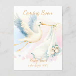 Cute Stork à venir faire-part Invitation