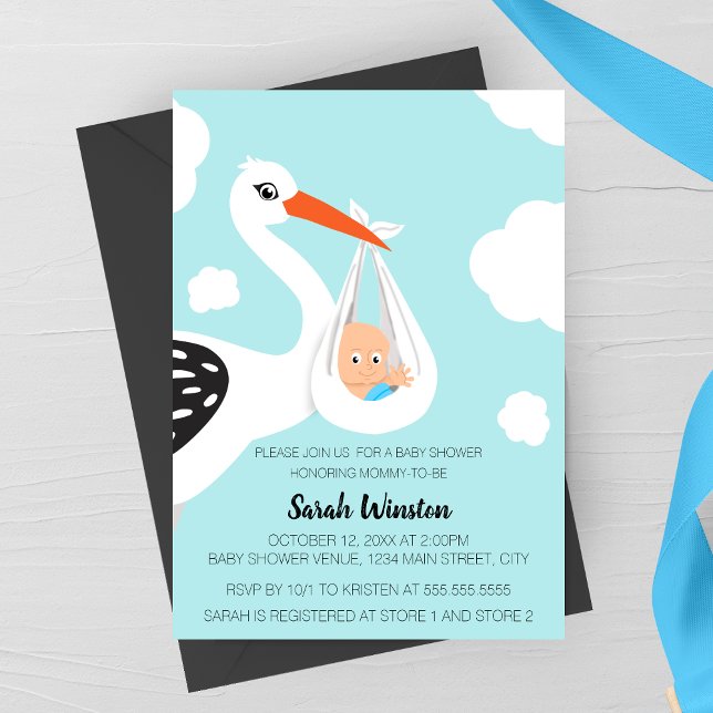 Cute Stork Baby Shower Invitation (Créateur téléchargé)