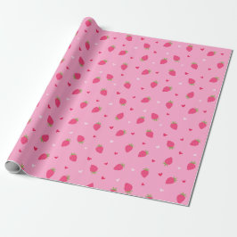 Cute Strawberries Hearts Love Berries Valentines Geschenkpapier
