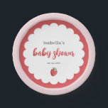 Cute Strawberry Baby Shower Paper Plate Pappteller<br><div class="desc">Celebrate your little one on the way with our Berry Sweet Strawberry Baby Shower paper plates, featuring an adorable pink and red color theme, a cute strawberry and hand drawn script, against a scalloped frame. Modern script typography adds a stylish touch, creating a fresh and playful design perfect for a...</div>