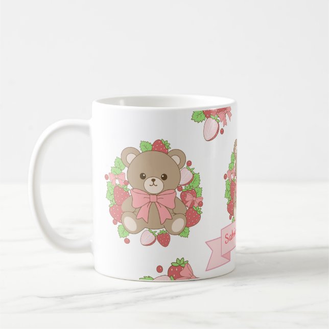 Cute Strawberry Bear Birthday Mug (Gauche)