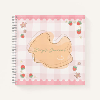 Cute Strawberry Checkered Personalized Journal Notizbuch