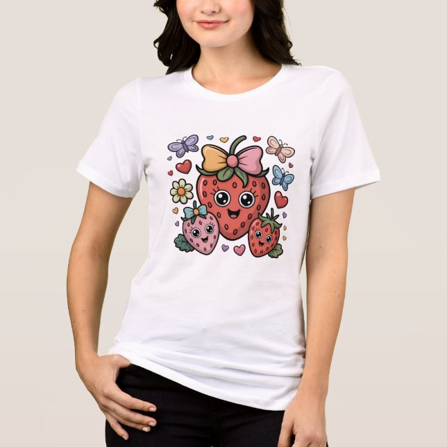 Cute Strawberry Fruit Tri-Blend Shirt (Vorderseite)