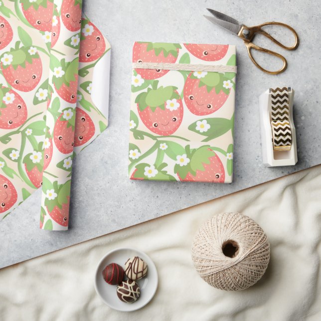 Cute Strawberry Garden  Geschenkpapier (Kunsthandwerk)