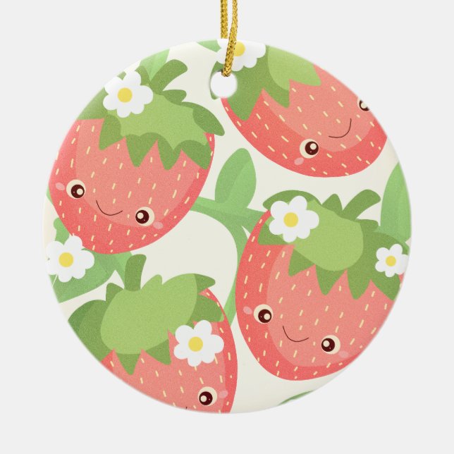 Cute Strawberry Garden  Keramik Ornament (Vorne)