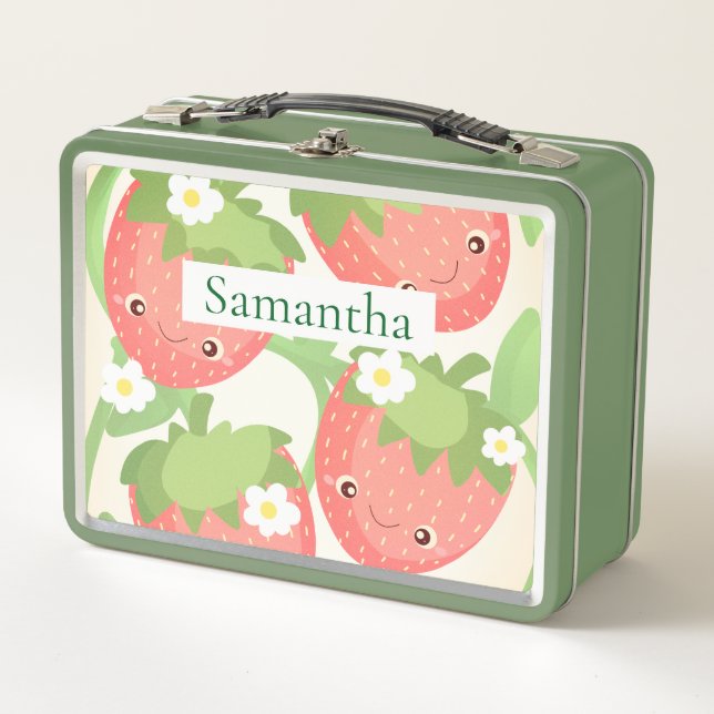 Cute Strawberry Garden  Metall Brotdose (Vorderseite)